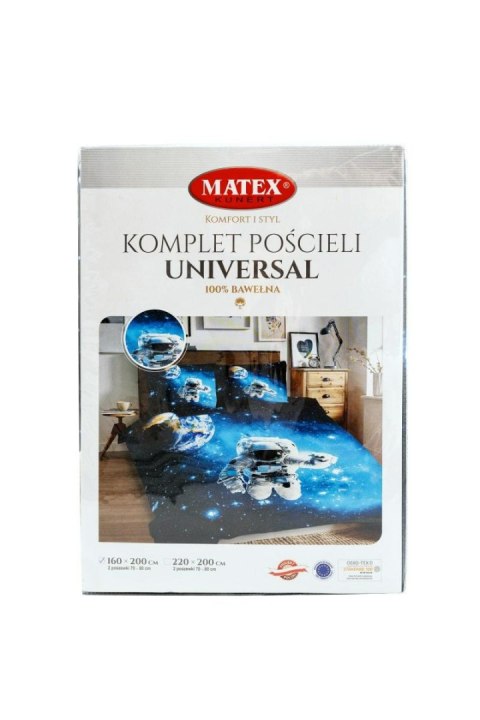 Pościel bawełniana 220x200 Kosmos czarna niebieska Universal Matex Pościel bawełniana 220x200 Kosmos czarna niebieska Universal Matex