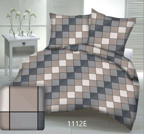 Pościel z kory 180x200 kostka kratka geometria 3D-1112E Pościel z kory 180x200 kostka kratka geometria 3D-1112E