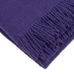 Koc wełniany merynos Buckle 140x200 fioletowy z frędzlami