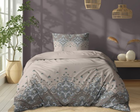 Pościel bawełniana 140x200 Beżowa z ornamentem - orientalny wzór paisley, 100% bawełna - 5338 A - Soft Meadow Pościel bawełniana 140x200 Beżowa z ornamentem - orientalny wzór paisley, 100% bawełna - 5338 A - Soft Meadow