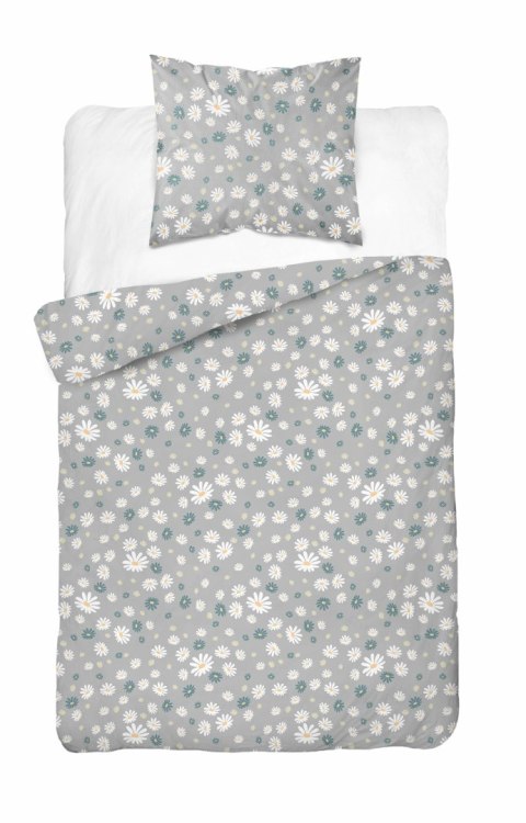 Pościel bawełniana 140x200 Szara w stokrotki - kwiatowy wzór, 100% bawełna - 5337 A - Soft Meadow Pościel bawełniana 140x200 Szara w stokrotki - kwiatowy wzór, 100% bawełna - 5337 A - Soft Meadow