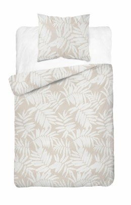 Pościel bawełniana 140x200 Beżowa w liście - tropikalny wzór, 100% bawełna - 5335 B - Soft Meadow