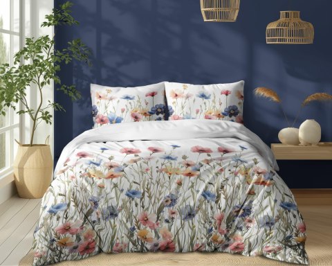Pościel bawełniana 160x200 Biała w letnie łąkowe kwiaty - kolorowa pościel w stylu boho, 100% bawełna - 5341 A - Soft Meadow Pościel bawełniana 160x200 Biała w letnie łąkowe kwiaty - kolorowa pościel w stylu boho, 100% bawełna - 5341 A - Soft Meadow