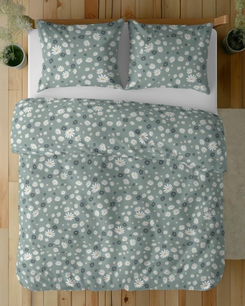 Pościel bawełniana 160x200 Zielona w stokrotki - letni motyw kwiatowy, 100% bawełna - 5337 B - Soft Meadow Pościel bawełniana 160x200 Zielona w stokrotki - letni motyw kwiatowy, 100% bawełna - 5337 B - Soft Meadow