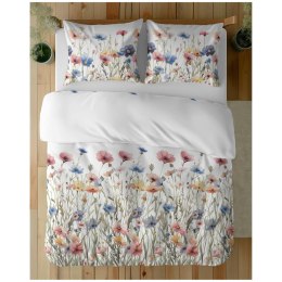 Pościel bawełniana 180x200 Biała w letnie łąkowe kwiaty - kolorowa pościel w stylu boho, 100% bawełna - 5341 A - Soft Meadow