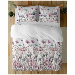 Pościel bawełniana 180x200Biała w pastelowe łąkowe kwiaty - romantyczna pościel boho, 100% bawełna - 5341 B - Soft Meadow