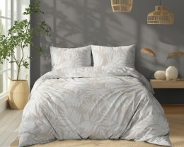 Pościel bawełniana 180x200 Beżowa w liście - tropikalny wzór, 100% bawełna - 5335 B - Soft Meadow