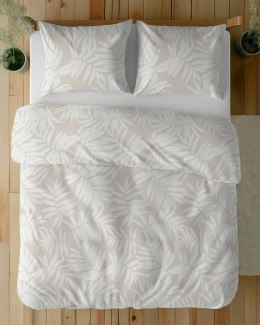 Pościel bawełniana 180x200 Beżowa w liście - tropikalny wzór, 100% bawełna - 5335 B - Soft Meadow