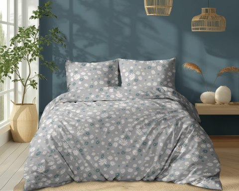 Pościel bawełniana 220x200 Szara w stokrotki - kwiatowy wzór, 100% bawełna - 5337 A - Soft Meadow Pościel bawełniana 220x200 Szara w stokrotki - kwiatowy wzór, 100% bawełna - 5337 A - Soft Meadow