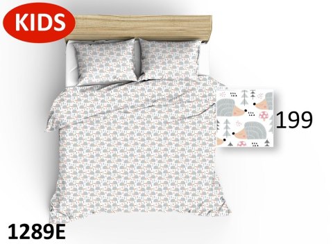 Poszewka bawełniana 40x60 1289E biała jeże drzewka szare muchomorki 199D Poszewka bawełniana 40x60 1289E biała jeże drzewka szare muchomorki 199D