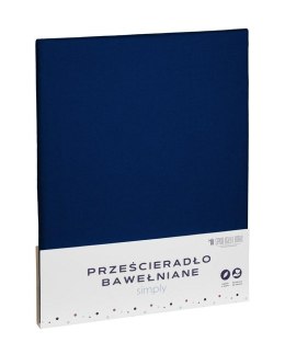 Prześcieradło bawełniane 220x240 granatowe jednobarwne Simply