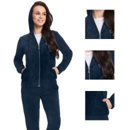 Dres damski 309 indygo 3XL welurowy rozpinany z kapturem