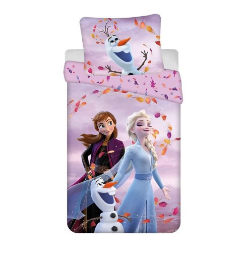 Pościel bawełniana 140x200 Frozen Kraina Lodu różowa poszewka 70x90 JF24