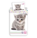 Pościel bawełniana 140x200 Kotek 2658 kot Cat biała kolorowe kocie łapki dwustronna poszewka 70x90 Pościel bawełniana 140x200 Kotek 2658 kot Cat biała kolorowe kocie łapki dwustronna poszewka 70x90