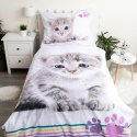 Pościel bawełniana 140x200 Kotek 2658 kot Cat biała kolorowe kocie łapki dwustronna poszewka 70x90 Pościel bawełniana 140x200 Kotek 2658 kot Cat biała kolorowe kocie łapki dwustronna poszewka 70x90