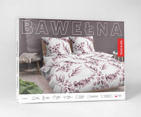 Pościel bawełniana 140x200 biała pudrowa liście 5107 B z jedną poszewką Bawełna 32 Pościel bawełniana 140x200 biała pudrowa liście 5107 B z jedną poszewką Bawełna 32