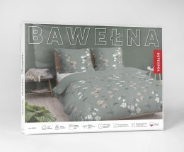 Pościel bawełniana 220x200 zielona ciemna biała kwiatki 5250 B Bawełna 48