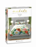 Pościel satynowa 160x200 Nobile 017 biała kolorowa kwiaty Faro Pościel satynowa 160x200 Nobile 017 biała kolorowa kwiaty Faro