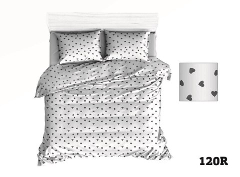 Poszwa bawełniana 160x200 R120 biała serca serduszka szare Poszwa bawełniana 160x200 R120 biała serca serduszka szare