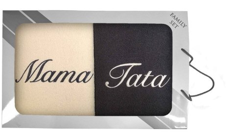 Komplet ręczników w pudełku 2 szt. 70x140 Mama Tata kremowy szary 24 Komplet ręczników w pudełku 2 szt. 70x140 Mama Tata kremowy szary 24