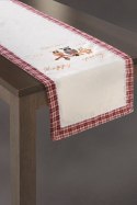 Obrus Heto 45x150 kremowo czerwony sowy Eurofirany Obrus Heto 45x150 kremowo czerwony sowy Eurofirany