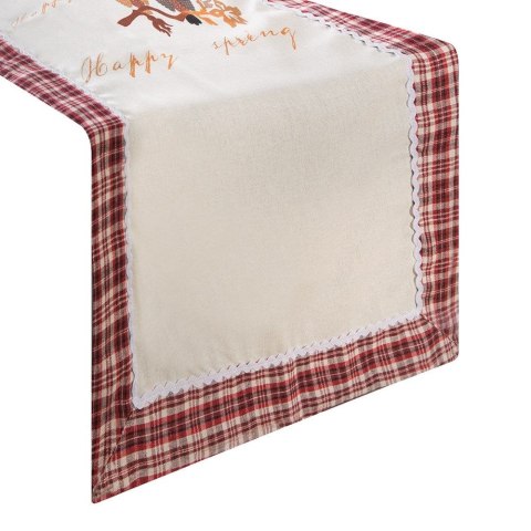 Obrus Heto 45x150 kremowo czerwony sowy Eurofirany Obrus Heto 45x150 kremowo czerwony sowy Eurofirany