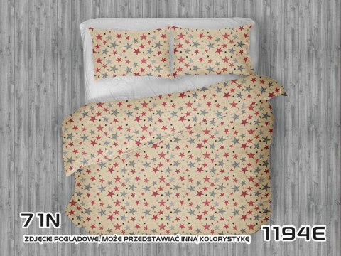 Pościel bawełniana 160x200 1194E cappuccino gwiazdki szare czerwone Pościel bawełniana 160x200 1194E cappuccino gwiazdki szare czerwone