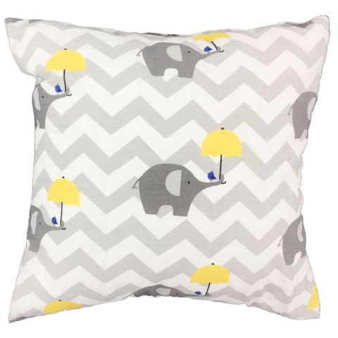 Poszewka bawełniana 40x40 1185E Słoniki szare zygzak biały parasol żółty Poszewka bawełniana 40x40 1185E Słoniki szare zygzak biały parasol żółty