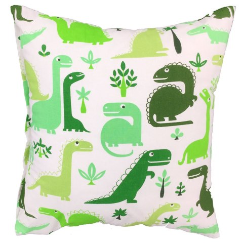 Poszewka bawełniana 40x40 1197E biała Dinozaury zielone oliwkowe Poszewka bawełniana 40x40 1197E biała Dinozaury zielone oliwkowe