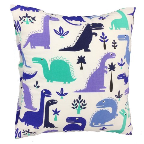 Poszewka bawełniana 50x60 1195E biała Dinozaury niebieskie szafirowe turkusowe Poszewka bawełniana 50x60 1195E biała Dinozaury niebieskie szafirowe turkusowe