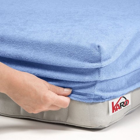 Prześcieradło frotte z gumką 70x140 błękitne 028 grube 200g/m2 KARO Prześcieradło frotte z gumką 70x140 błękitne 028 grube 200g/m2 KARO