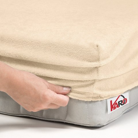 Prześcieradło frotte z gumką 80x160 beżowe jasne 008 grube 200g/m2 KARO Prześcieradło frotte z gumką 80x160 beżowe jasne 008 grube 200g/m2 KARO