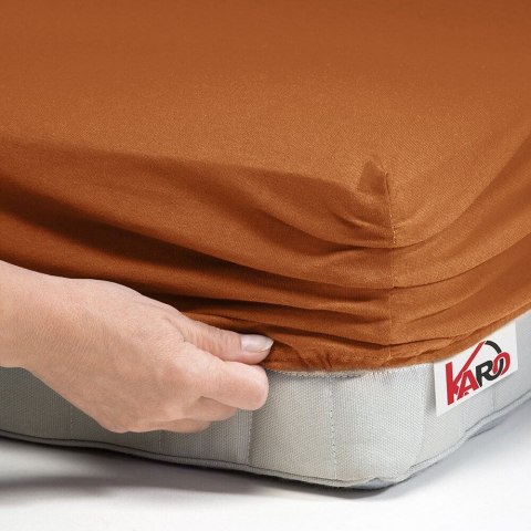 Prześcieradło jersey z gumką 180x200 brązowe 040 grube 150g/m2 KARO Prześcieradło jersey z gumką 180x200 brązowe 040 grube 150g/m2 KARO