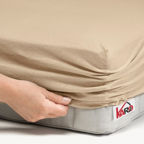 Prześcieradło jersey z gumką 60x120 beżowe 009 grube 150g/m2 KARO Prześcieradło jersey z gumką 60x120 beżowe 009 grube 150g/m2 KARO