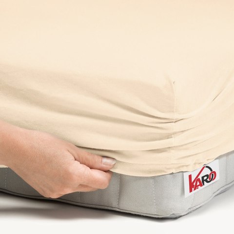 Prześcieradło jersey z gumką 60x120 beżowe jasne 008 grube 150g/m2 KARO Prześcieradło jersey z gumką 60x120 beżowe jasne 008 grube 150g/m2 KARO