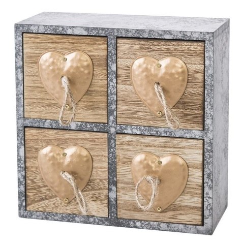 Pudełko dekoracyjne 20x8x20 Heart 2 drewniane szare z szufladkami serca Pudełko dekoracyjne 20x8x20 Heart 2 drewniane szare z szufladkami serca
