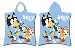 Poncho dla dzieci 55x115 Bluey Skate niebieskie ręcznik z kapturem dziecięcy JF24
