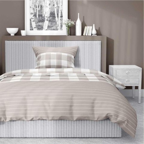 Pościel satynowa 140x200 Beżowa kratka z paskami - rustykalna elegancja, 100% bawełna 5083 A - Home Satin 71 11 Pościel satynowa 140x200 Beżowa kratka z paskami - rustykalna elegancja, 100% bawełna 5083 A - Home Satin 71 11