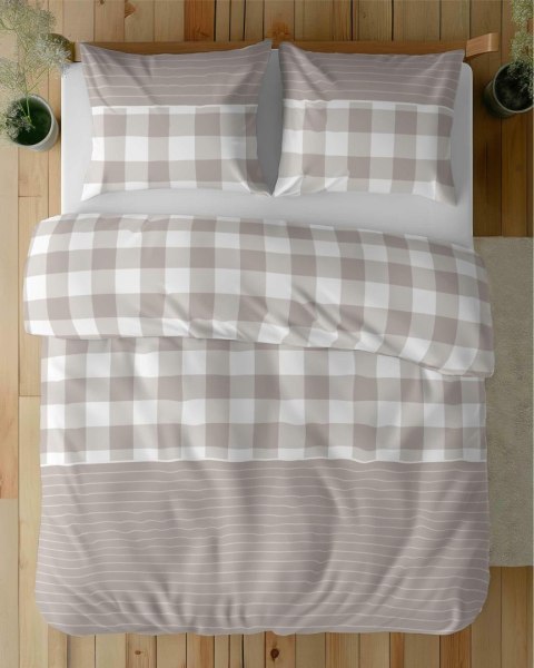 Pościel satynowa 140x200 Beżowa kratka z paskami - rustykalna elegancja, 100% bawełna 5083 A - Home Satin 71 11 Pościel satynowa 140x200 Beżowa kratka z paskami - rustykalna elegancja, 100% bawełna 5083 A - Home Satin 71 11
