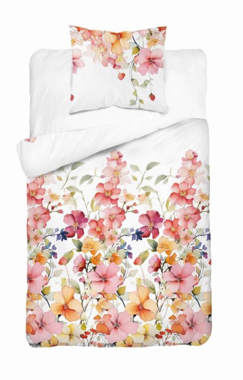 Pościel satynowa 140x200 Biała w kolorowe kwiaty - akwarelowy wzór, 100% bawełna - 5478 A - Home Satin 71 Pościel satynowa 140x200 Biała w kolorowe kwiaty - akwarelowy wzór, 100% bawełna - 5478 A - Home Satin 71