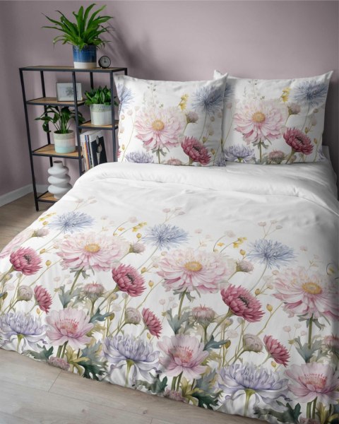Pościel satynowa 140x200 Biała w pastelowe kwiaty - subtelna elegancja, 100% bawełna - 5482 A - Home Satin 71 Pościel satynowa 140x200 Biała w pastelowe kwiaty - subtelna elegancja, 100% bawełna - 5482 A - Home Satin 71