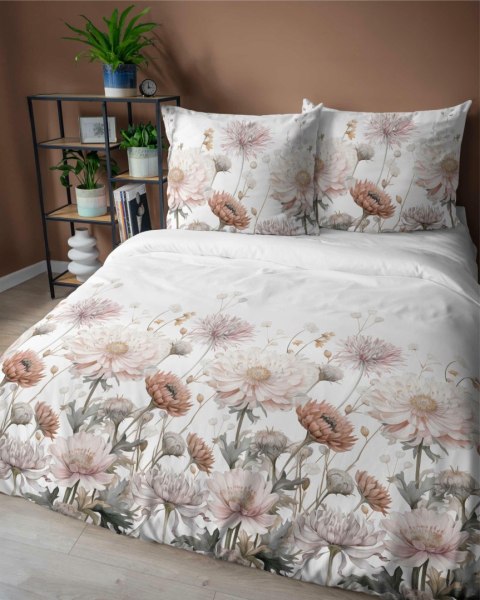 Pościel satynowa 140x200 Biała w pudrowe kwiaty - romantyczna elegancja, 100% bawełna - 5482 B - Home Satin 71 Pościel satynowa 140x200 Biała w pudrowe kwiaty - romantyczna elegancja, 100% bawełna - 5482 B - Home Satin 71