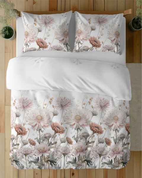Pościel satynowa 140x200 Biała w pudrowe kwiaty - romantyczna elegancja, 100% bawełna - 5482 B - Home Satin 71 Pościel satynowa 140x200 Biała w pudrowe kwiaty - romantyczna elegancja, 100% bawełna - 5482 B - Home Satin 71