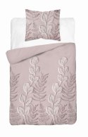 Pościel satynowa 140x200 Pudrowy róż z liśćmi - delikatny motyw, 100% bawełna - 5477 A - Home Satin 71