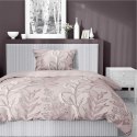 Pościel satynowa 140x200 Pudrowy róż z liśćmi - delikatny motyw, 100% bawełna - 5477 A - Home Satin 71