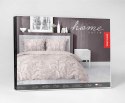 Pościel satynowa 140x200 Pudrowy róż z liśćmi - delikatny motyw, 100% bawełna - 5477 A - Home Satin 71