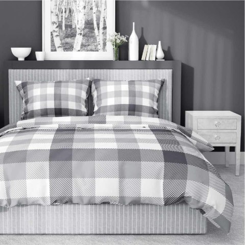 Pościel satynowa 140x200 Szara w kratę - klasyczny minimalizm, 100% bawełna 4825 B - Home Satin 71 Pościel satynowa 140x200 Szara w kratę - klasyczny minimalizm, 100% bawełna 4825 B - Home Satin 71