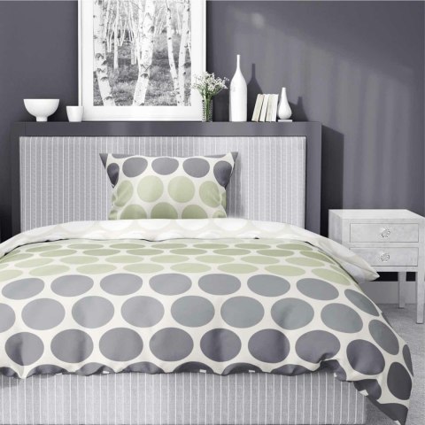 Pościel satynowa 140x200 Zielone i szare groszki na kremie - świeży minimalizm, 100% bawełna 5474 B - Home Satin 71 Pościel satynowa 140x200 Zielone i szare groszki na kremie - świeży minimalizm, 100% bawełna 5474 B - Home Satin 71