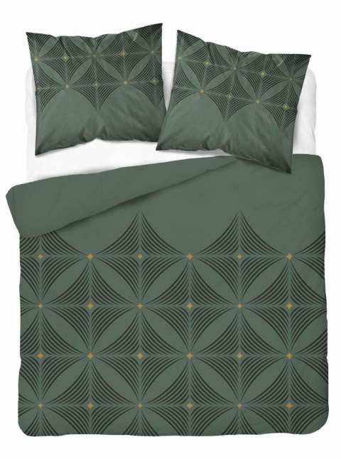 Pościel satynowa 160x200 Butelkowa zieleń z geometrycznym wzorem - nowoczesna elegancja, 100% bawełna - 5483 A - Home Satin 71