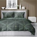 Pościel satynowa 160x200 Butelkowa zieleń z geometrycznym wzorem - nowoczesna elegancja, 100% bawełna - 5483 A - Home Satin 71